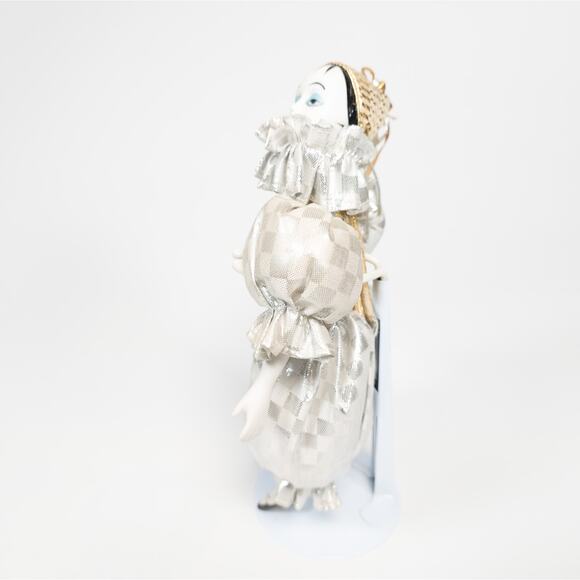 Victoria Impex Jester Harlequin Porcelain Face Hand Legs Doll White Checker - Picture 4 of 7